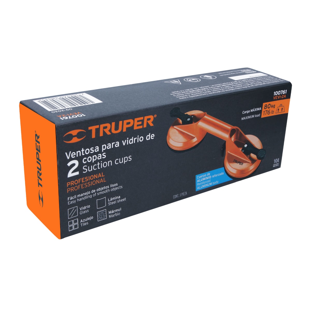 Ventosa de aluminio para vidrio 2 copas de succión Truper5