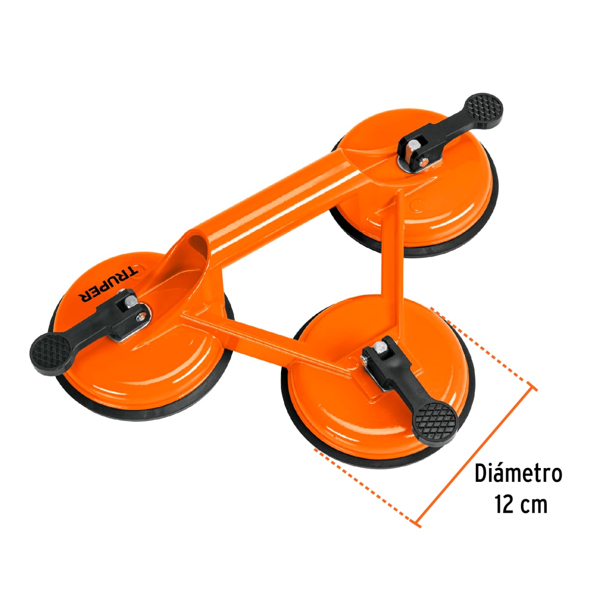 Ventosa de aluminio para vidrio 3 copas de succión Truper3