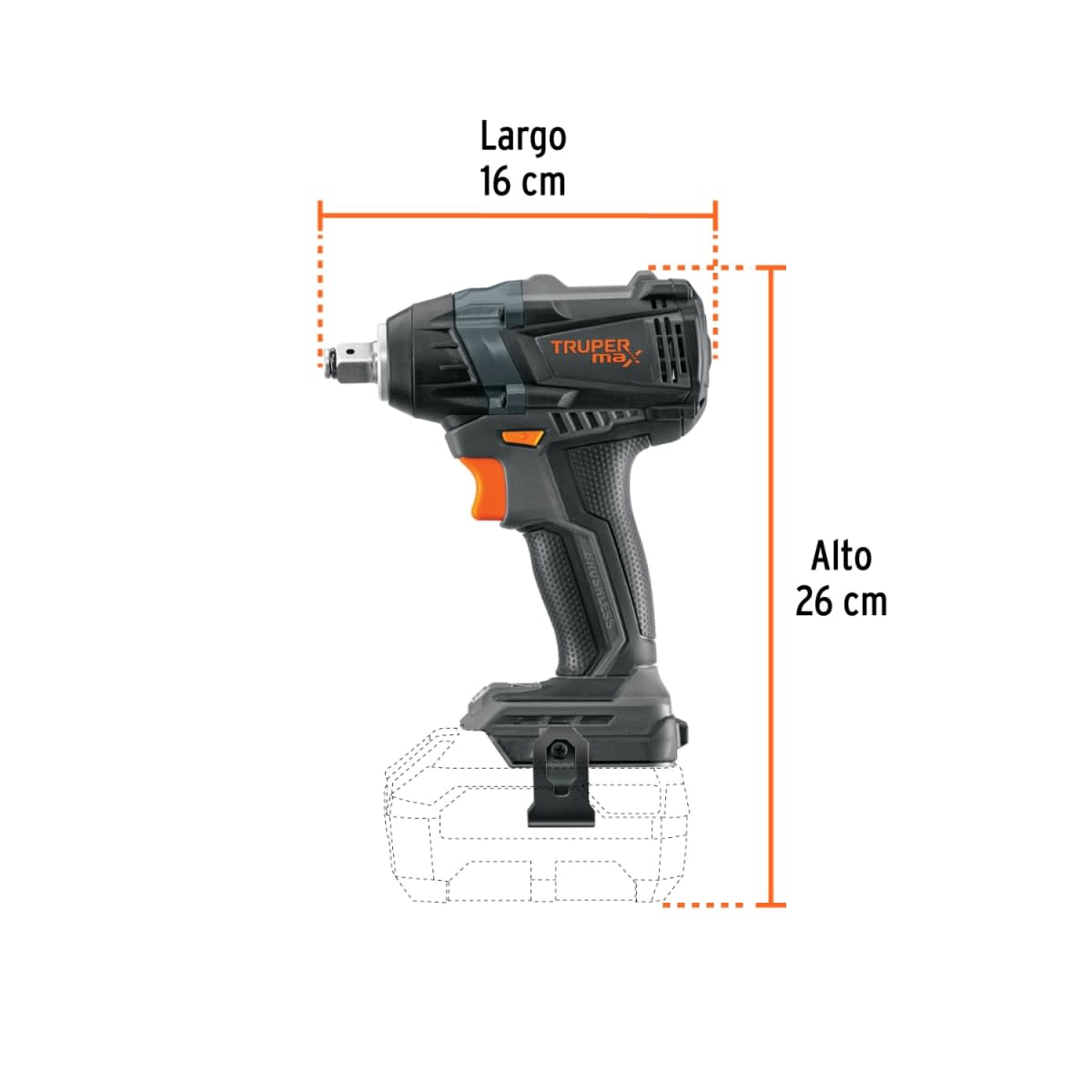 Llave de impacto 20V + 1 bateria 2ah + 1 carg Truper Max3