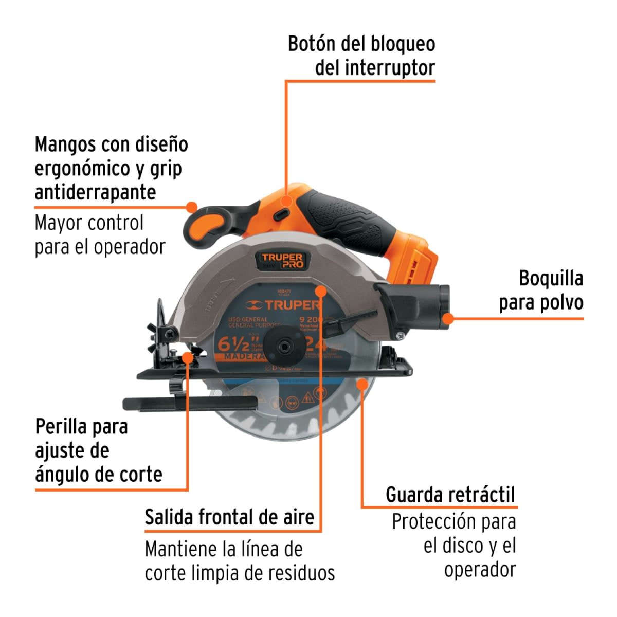 Sierra Circular 6 1/2 20V + 1 Bateria 2ah + Cargador Truper5