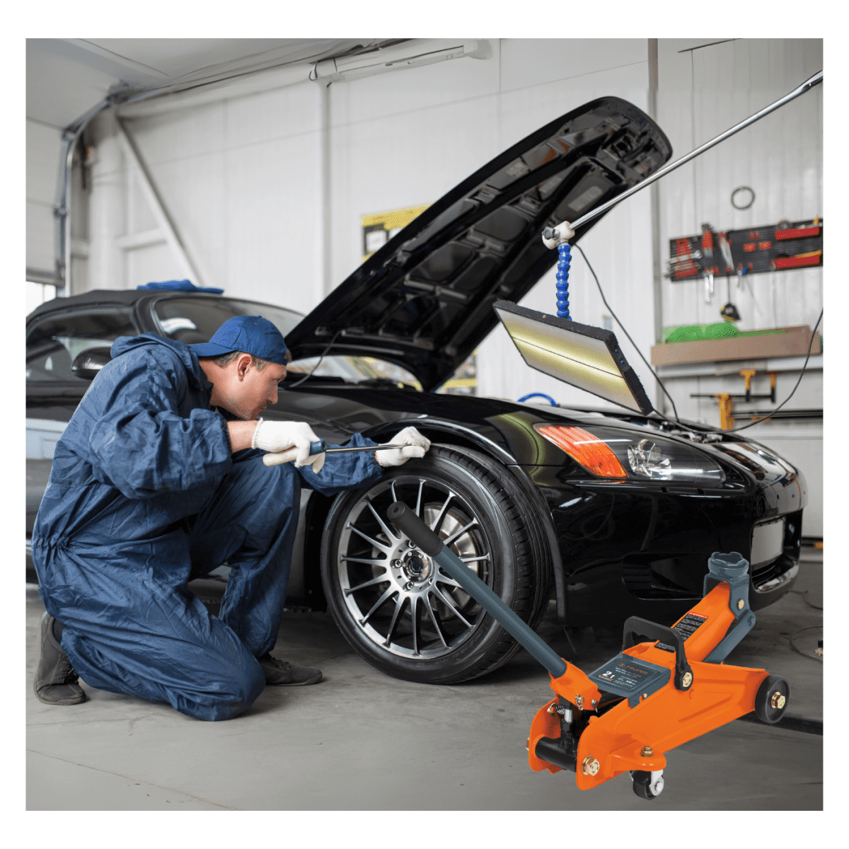 Gata tipo patin 2 Toneladas + 2 Caballetes de auto 3Toneladas Truper6