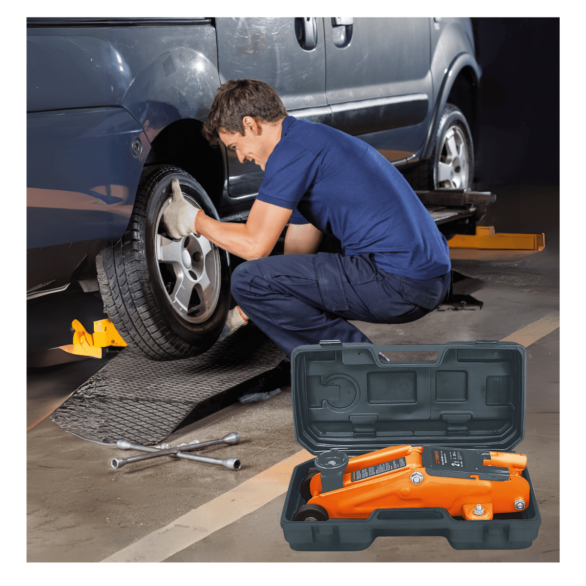 Gata tipo patin 2 Toneladas + 2 Caballetes de auto 3Toneladas Truper7