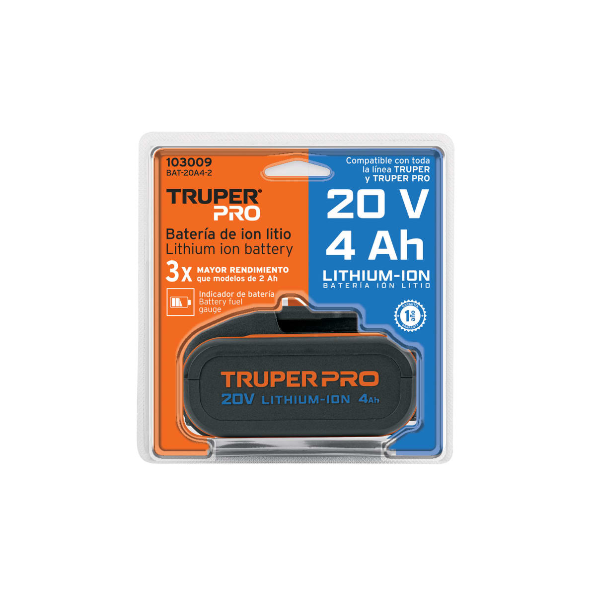 Llave de Impacto 20V + 2 Baterias 4Ah + Cargador Truper11