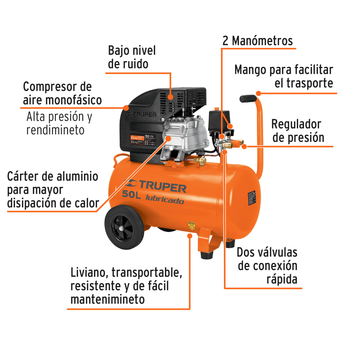 Hidrolavadora a Gasolina Truper + Compresora 50 litros Truper + Aspiradora 30L Ingco5