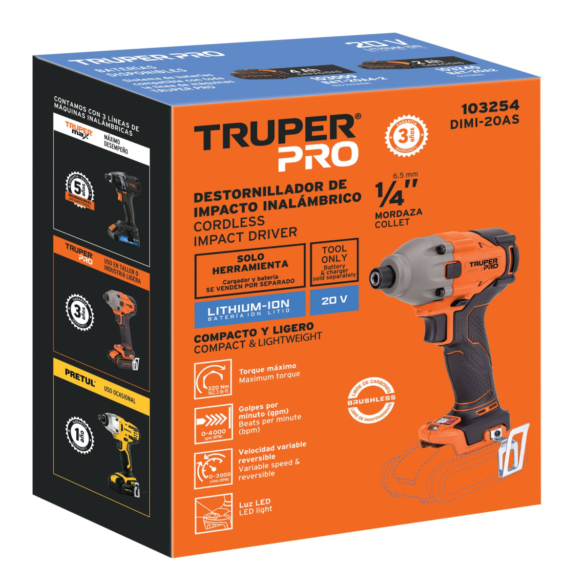 Atornillador de Impacto 20V +2 Baterias 4Ah+ Cargador Truper8