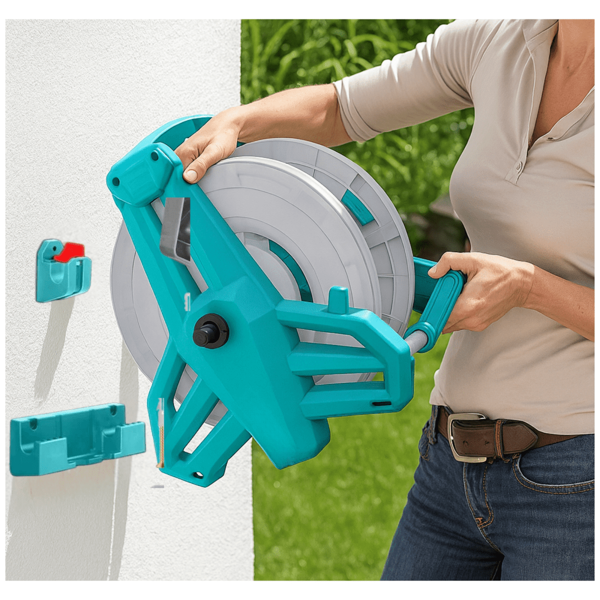 Carrete con manguera 20m incluye conectores Total6