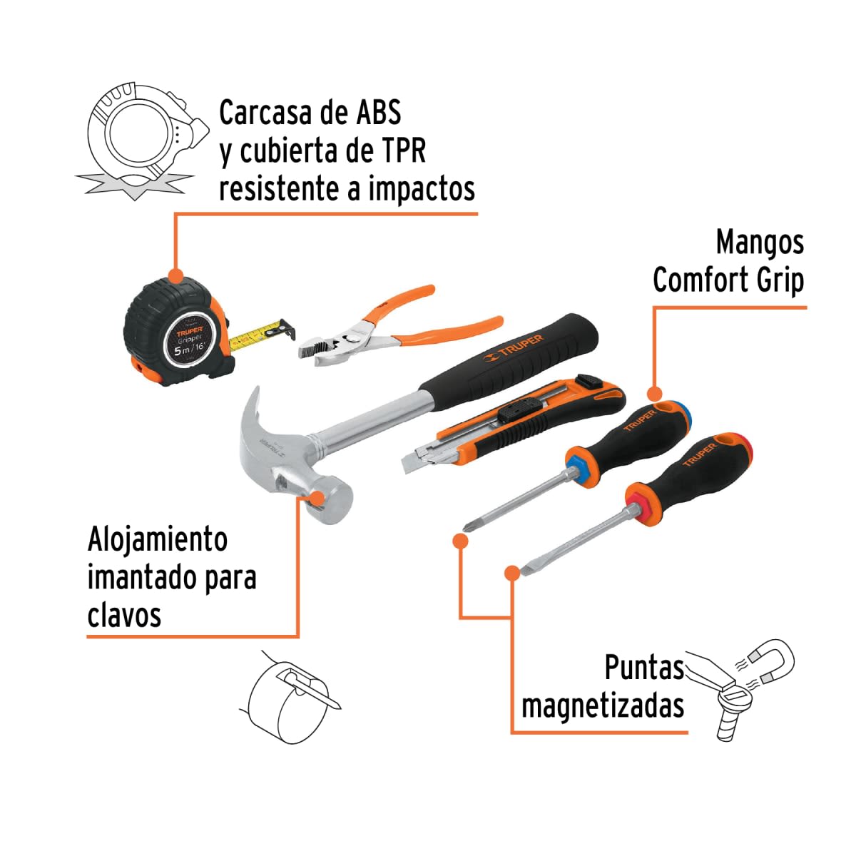 Taladro Percutor + 6 herramientas Truper9