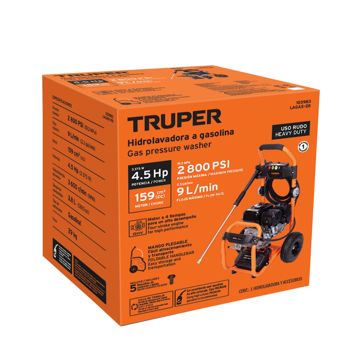 Hidrolavadora a Gasolina Truper + Compresora 25 litros Truper + Aspiradora 30L Total3