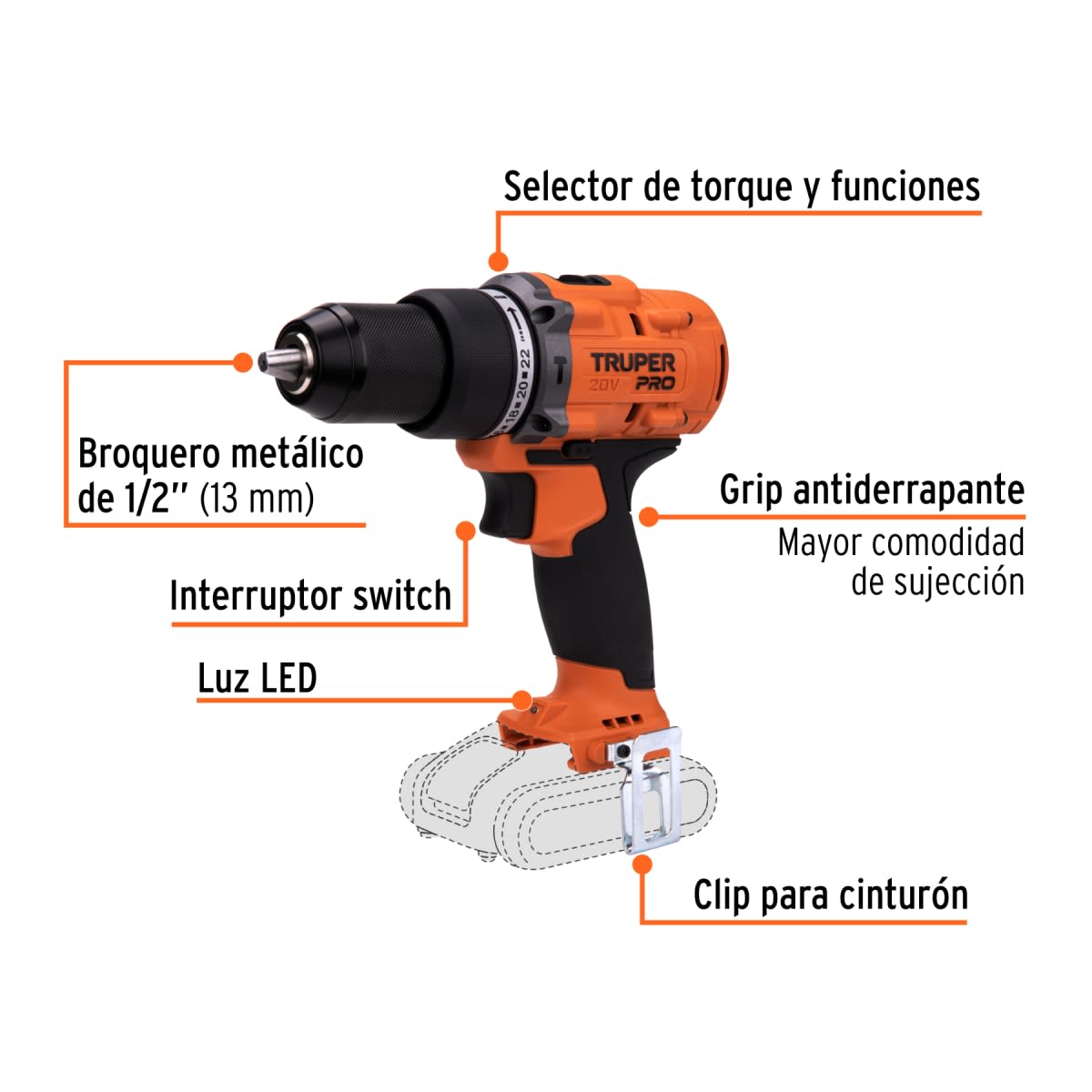 Taladro Percutor + Atornillador de impacto 20V +1 bat Truper5