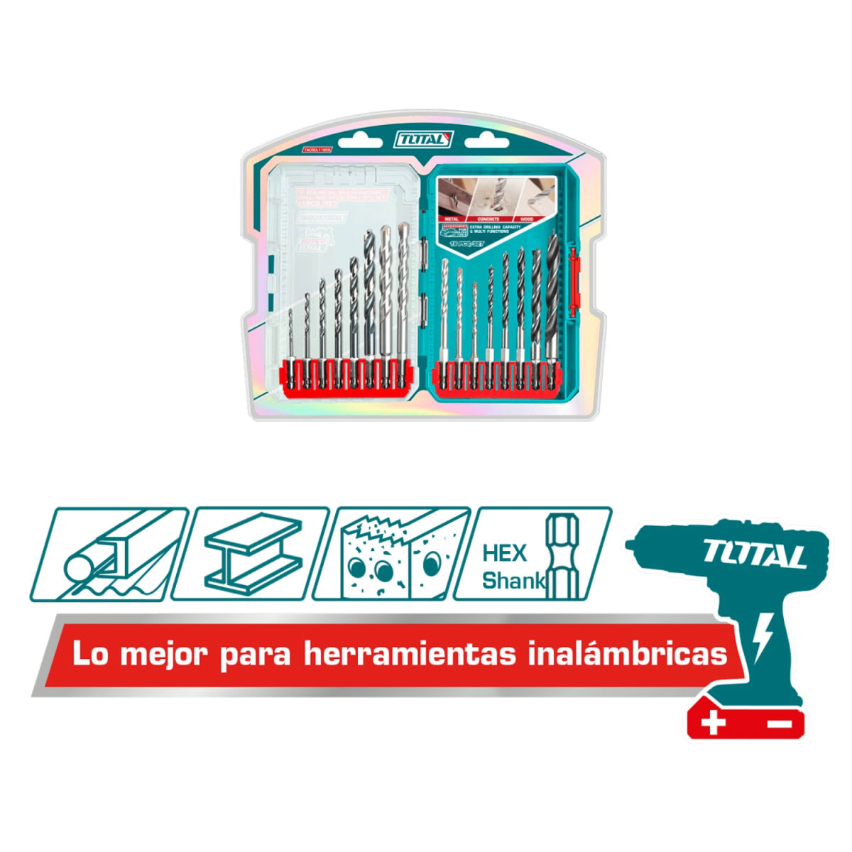 Taladro Percutor 66NM + Brocas 16pcs + Puntillas 49pcs TOTAL12