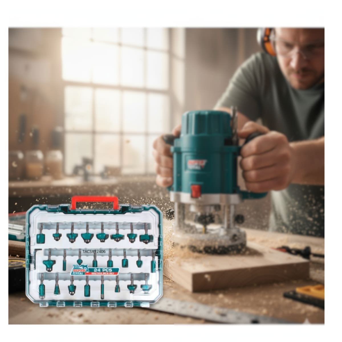 Ruteadora de Palma 600w + Accesorios 24pcs Total9