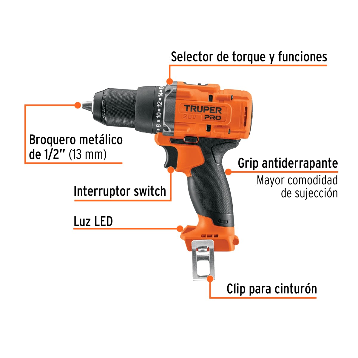 Taladro Atornillador + 2bat 2ah 20V + Nivel Laser 10m Truper4