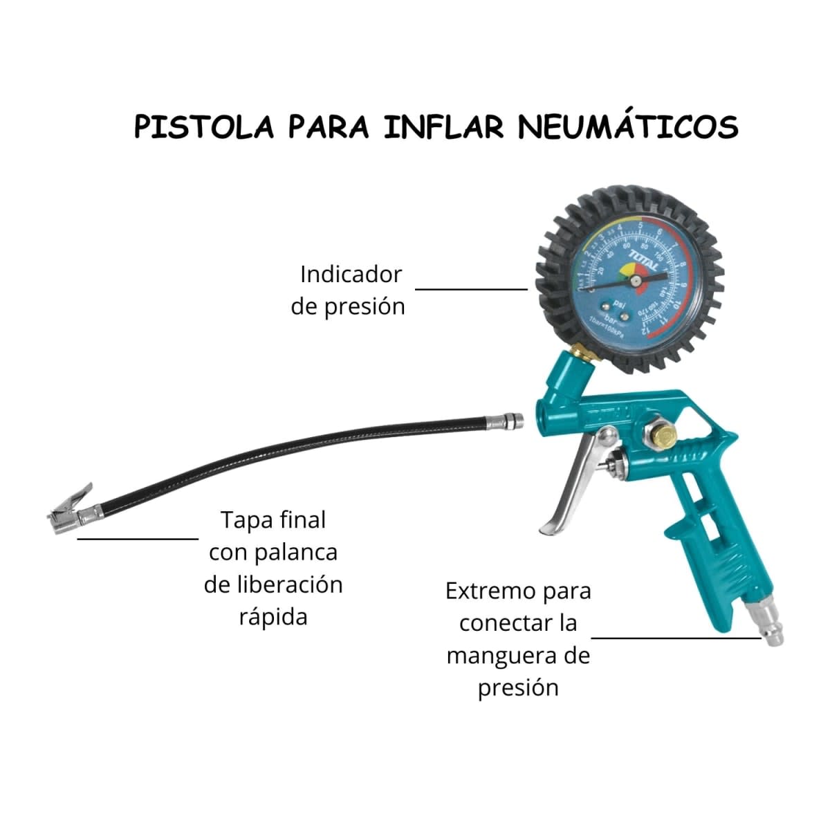 Compresora 50 Litros Truper + Kit Neumático 5 piezas Total13