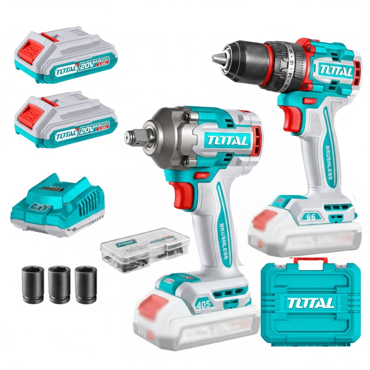 Combo Taladro percutor + Llave de impacto + Amoladora Total4