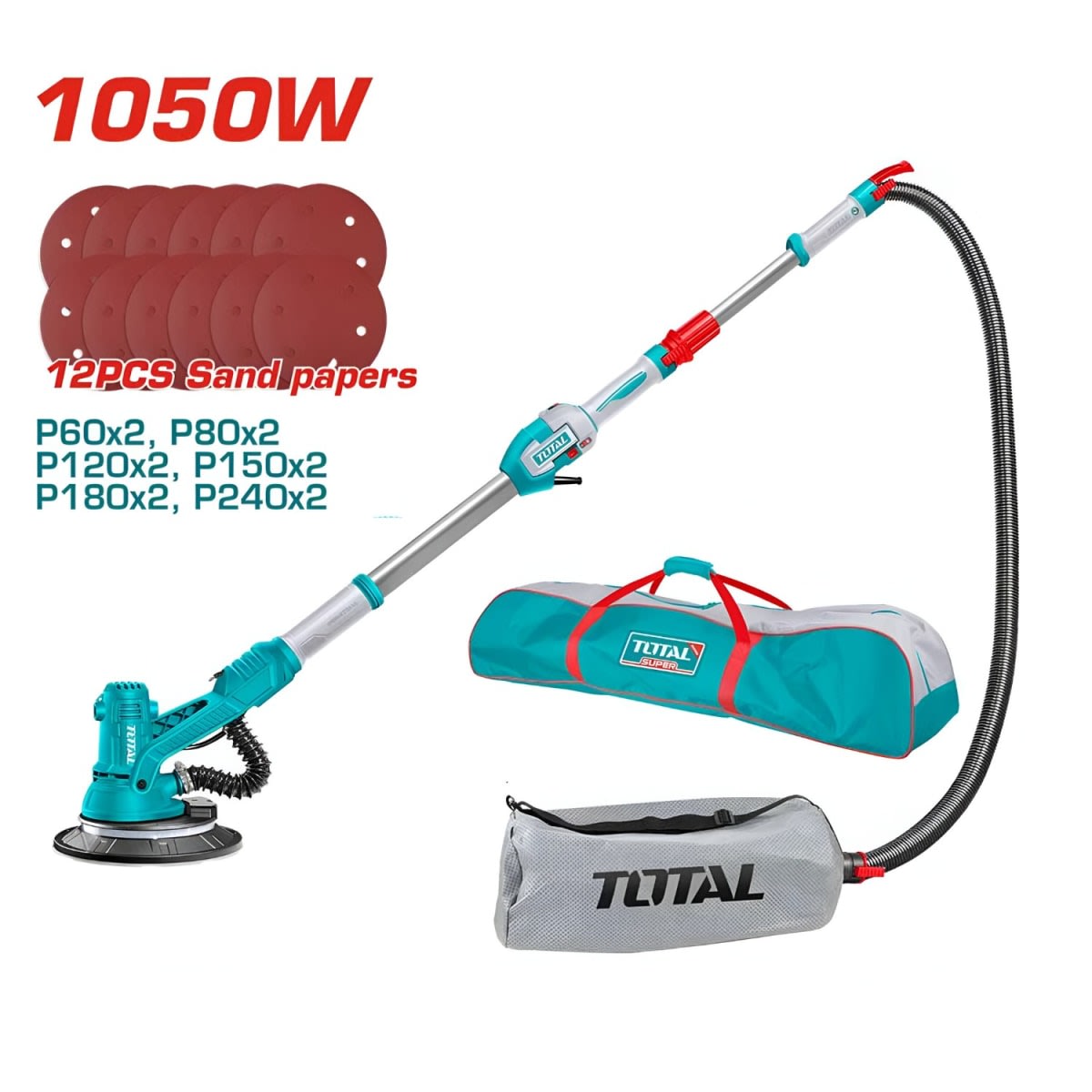 Lijadora de pared y techo Telescópica Industrial 1050w TDWS105016 Total2
