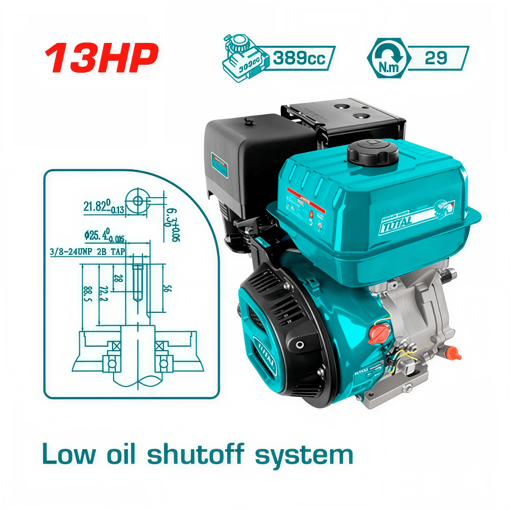 Motor gasolinero 13Hp 4 tiempos Industrial Total3