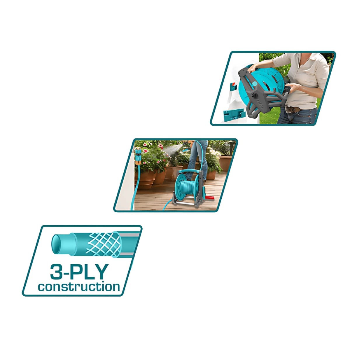 Pistola de Riego 9 funciones + manguera 20mts + conectores Total10