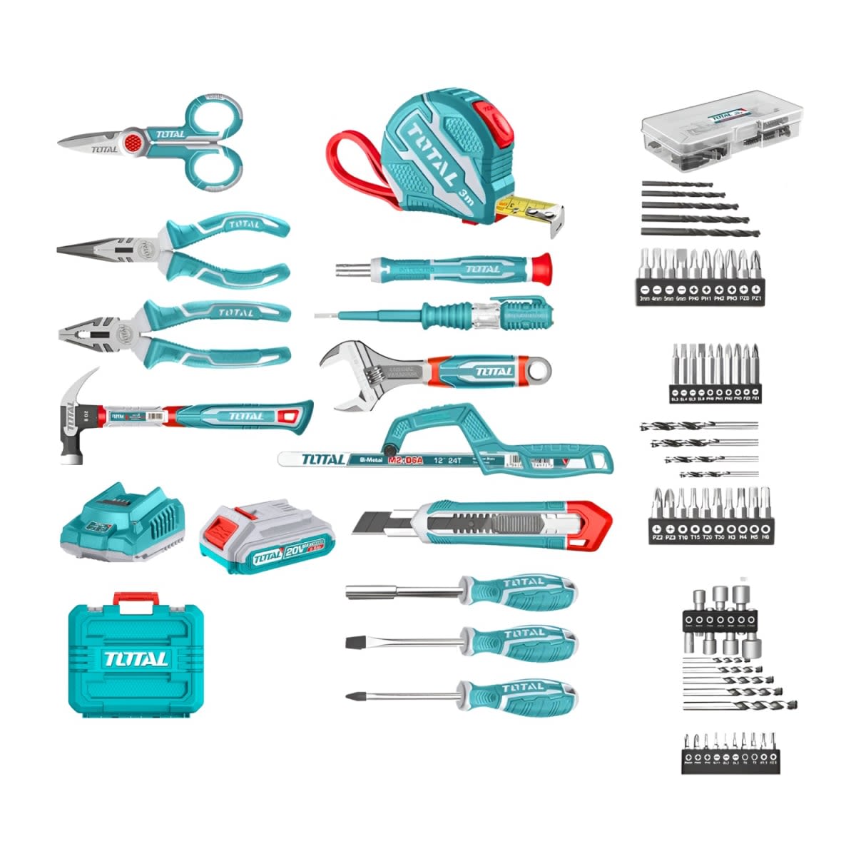 Taladro percutor 66nm 20v + 165 herramientas THKTHP11652 Total4