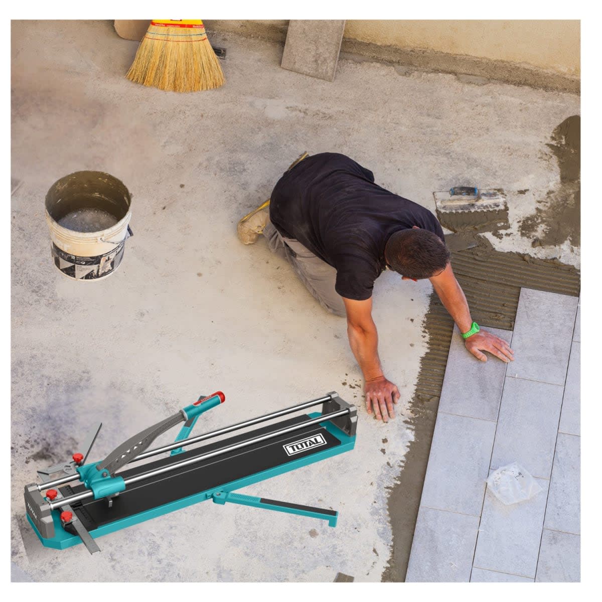 Cortador de Mayolica 100cm + Ventosa Vibradora 50kg 20v Total5