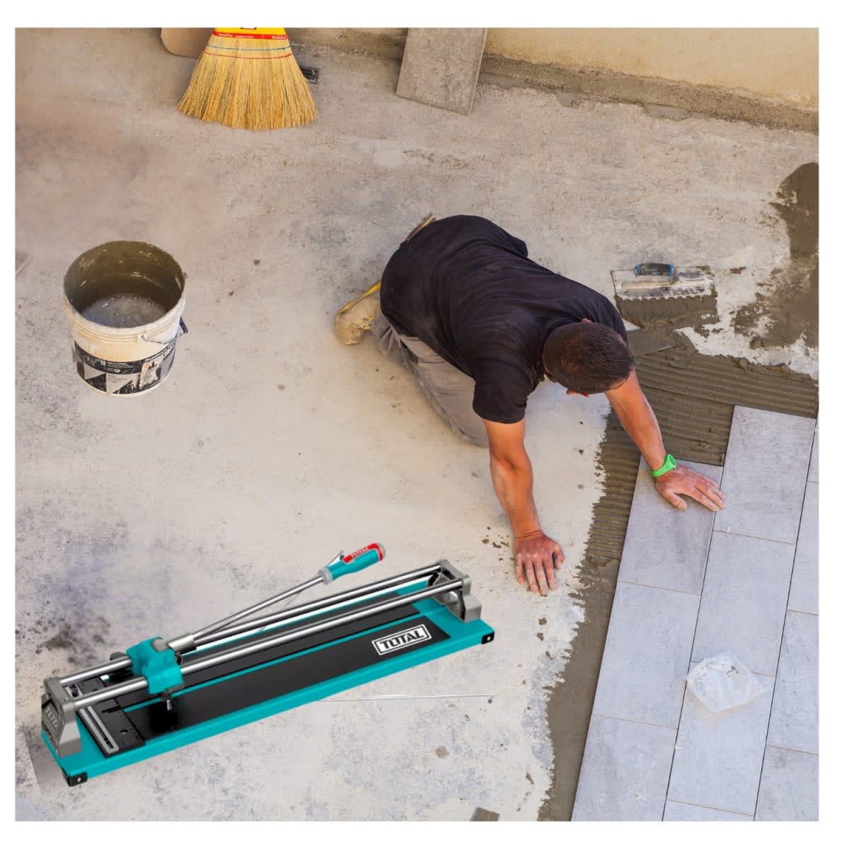 Cortador de Mayolica 80cm + Ventosa Vibradora 50kg 20v Total5