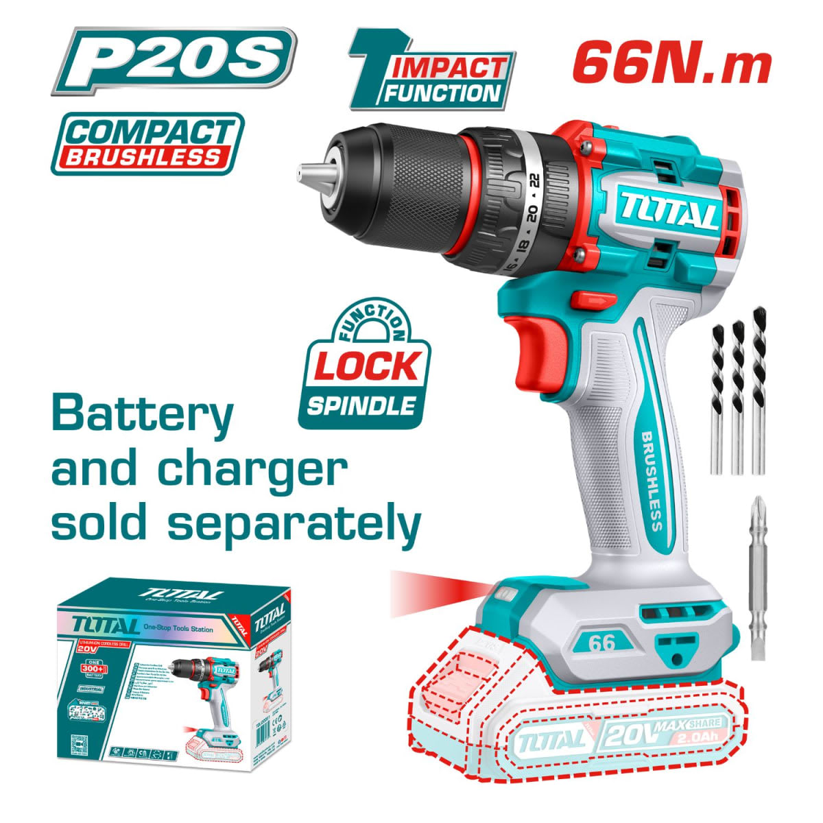 Taladro Percutor 66nm + llave de impacto 405nm y dados Total9