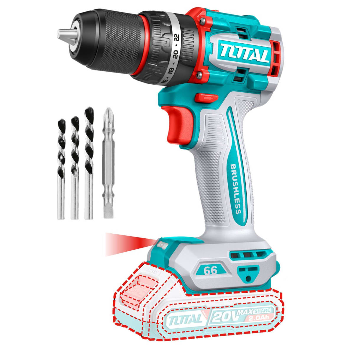 Taladro Percutor 66nm + llave de impacto 405nm y dados Total8