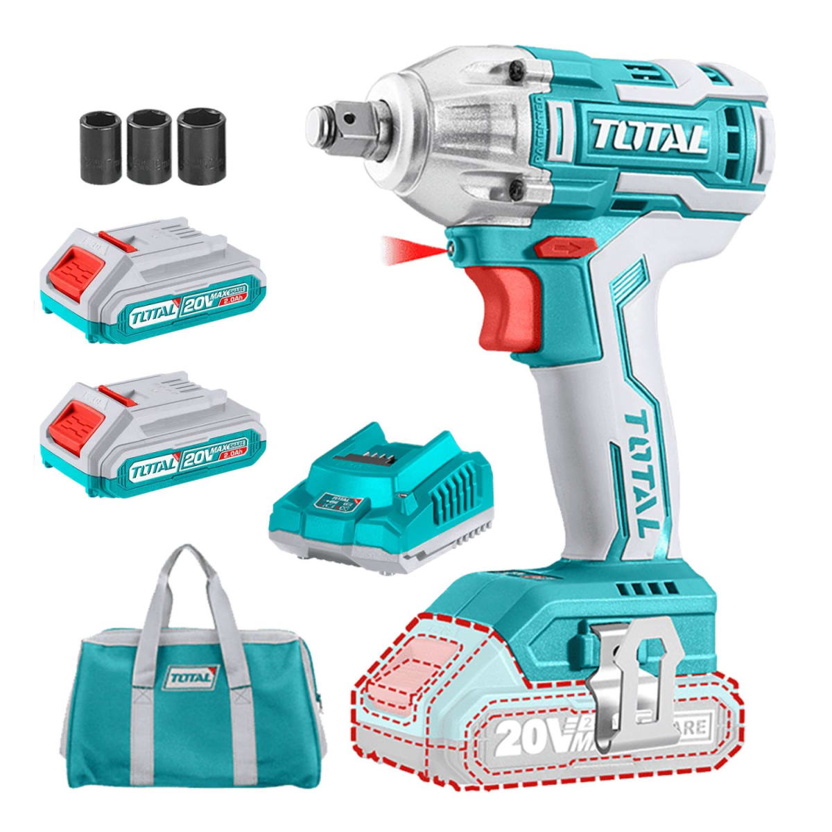 Pistola de calor 20v + Llave de impacto Total7