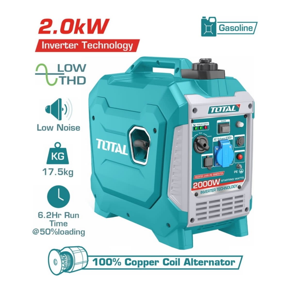 Generador Inverter Silencioso TOTAL 2000W + Taladro y Amoladora Truper4