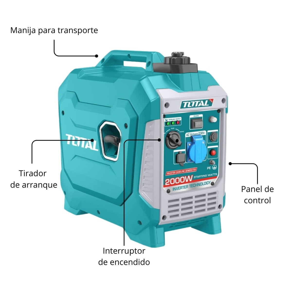 Generador Inverter Silencioso TOTAL 2000W + Taladro y Amoladora Truper6