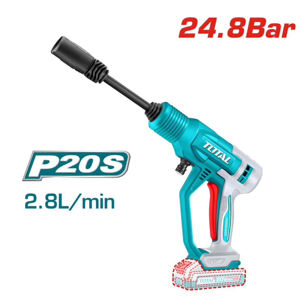 Hidrolavadora Inalámbrica + 1bat 2ah + 1 cargador 20v Total5