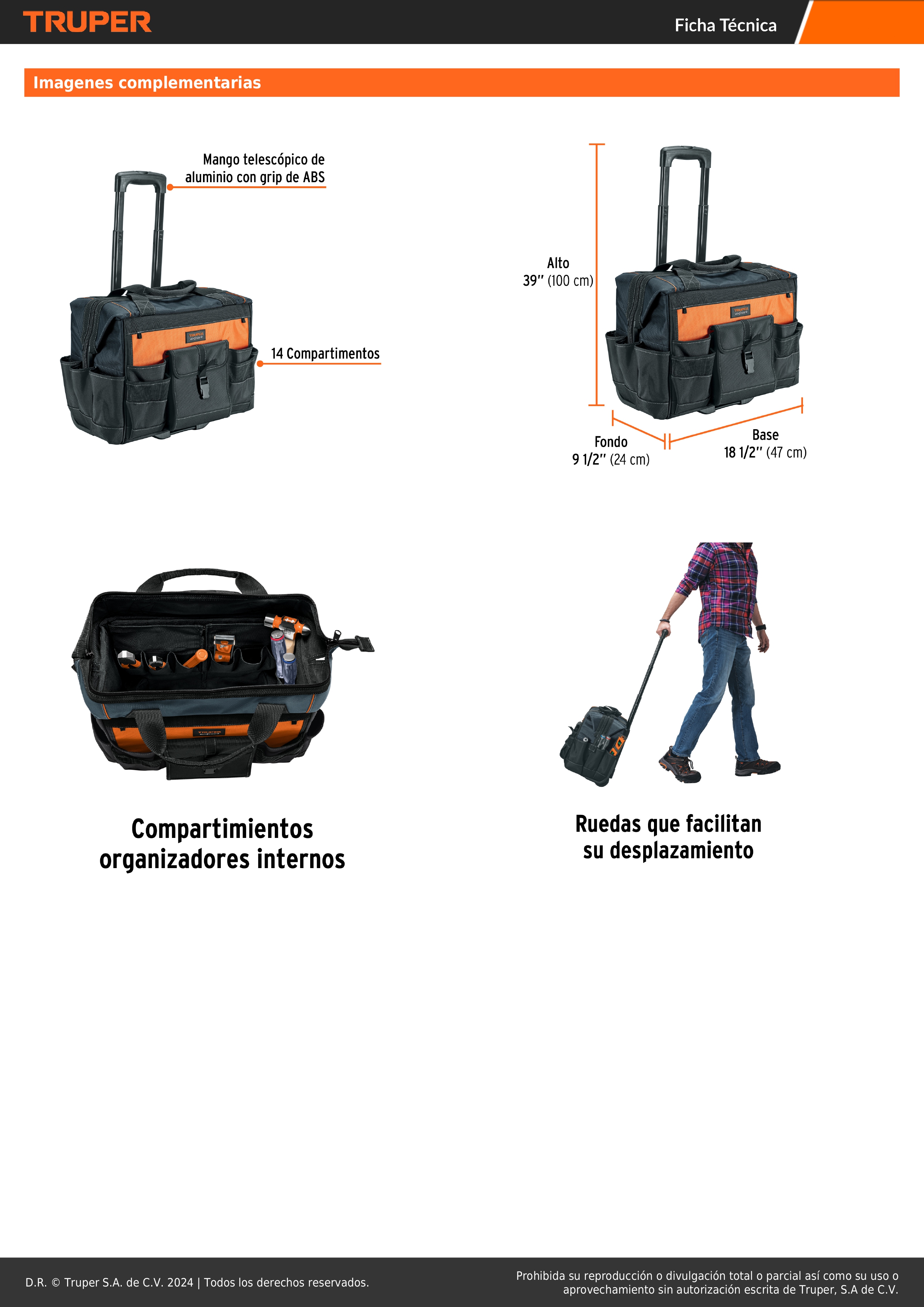 Mochila De Viaje Truper MALE-20, Maleta Flexible Portaherramienta