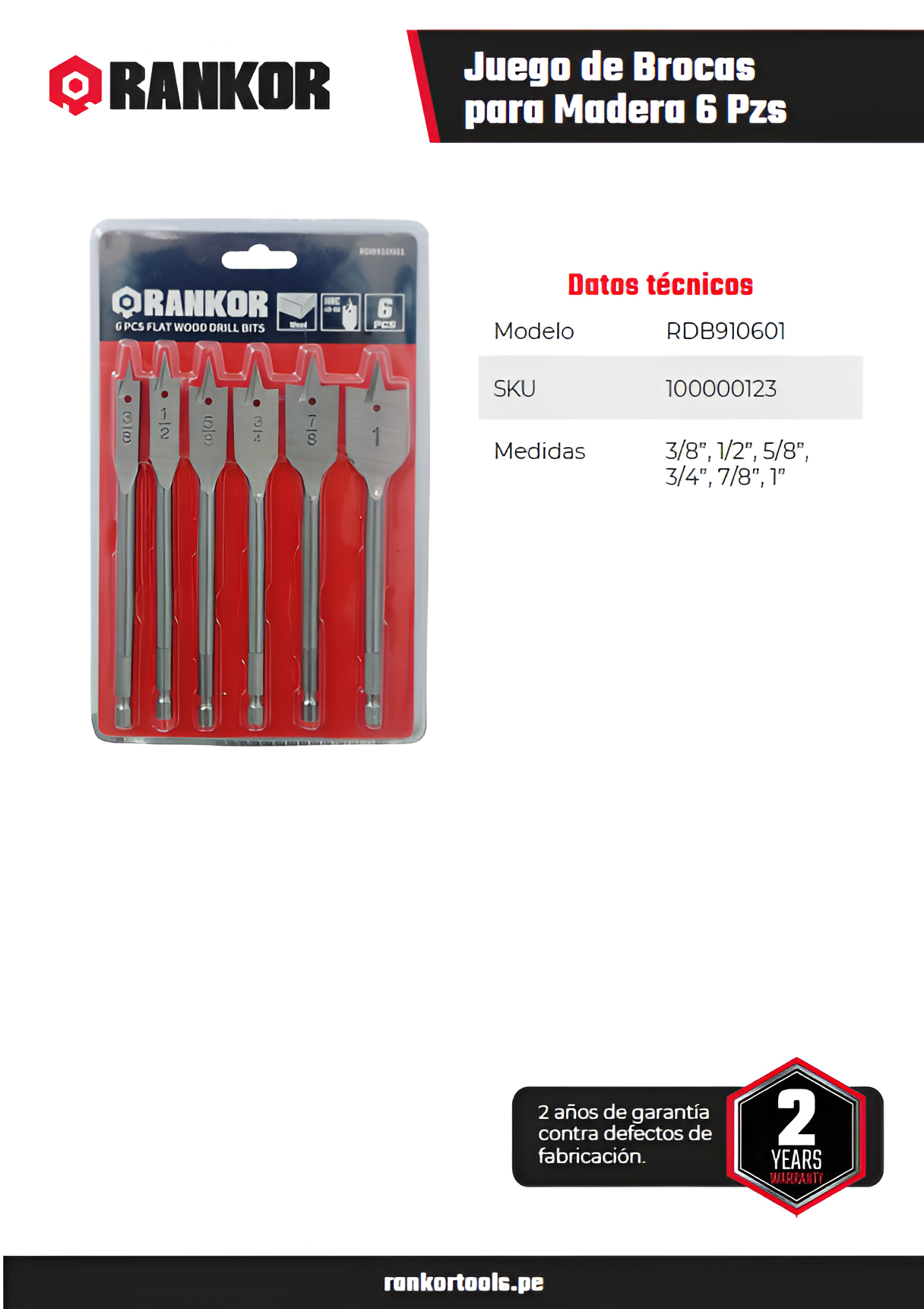 Juego de brocas paleta para madera Rankor Ferremax