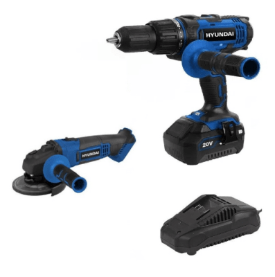 Kit Taladro Percutor 50NM + Esmeril Angular + Bat 4Ah Li-ion 20V + Cargador