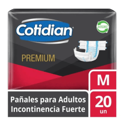 COTIDIAN PAÑAL ADULTO PREMIUM M X 20 UNIDADES INCONTINENCIA FUERTE