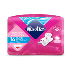 NOSOTRAS TOALLA HIGIENICA DIA X 16 ULTRAINVISIBLE TELA TIPO ALGODON SUAVE (FLUJO REGULAR)