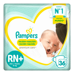 PAMPERS PAÑAL PREMIUM CARE RN+ (HASTA 6 KG) X 36 UNIDADES