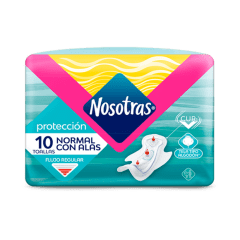 NOSOTRAS TOALLA HIGIENICA DIA X 10 NORMAL TELA ALGODON SUAVE CON ALAS AMARILLA