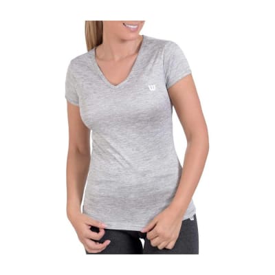 Camiseta Wilson Mujer Jaspeada Gris Claro1