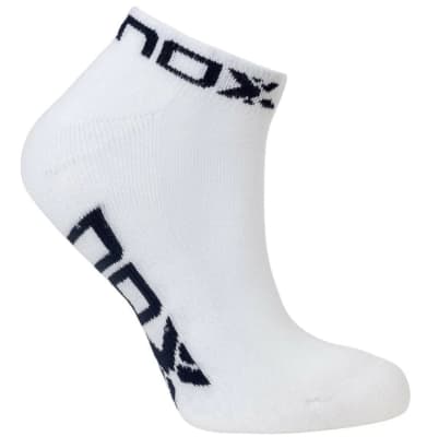 Calcetin Nox Tobillero Blanco Logo Azul Marino