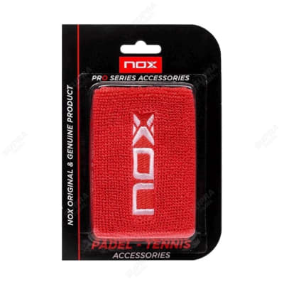 Muñequera Nox Jumbo Rojo Logo Blanco x 2