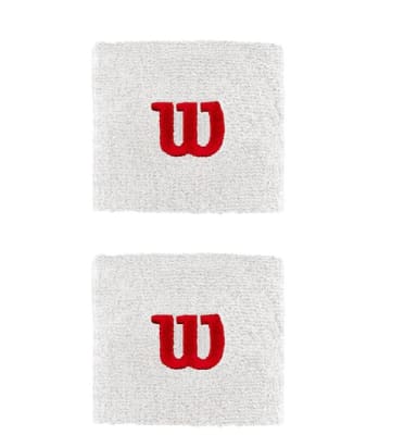 Muñequera Wilson Wristband Osfa Blanco Letra Roja1