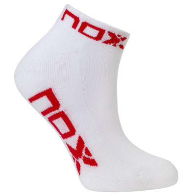 Calcetin Nox Tobillero Blanco Logo Rojo1