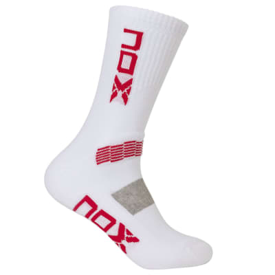 Calcetin Nox Blanco Logo Rojo1