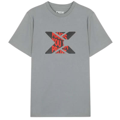 Polera Nox Gris Logo Rojo1