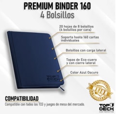 Carpeta Top Deck  Premium Binder - 160 Espacios Color Azul