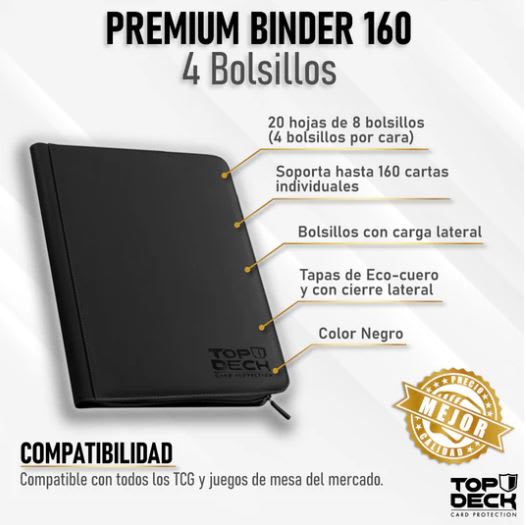 Carpeta Top Deck  Premium Binder - 160 Espacios Color Negro1
