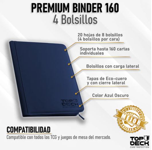 Carpeta Top Deck  Premium Binder - 160 Espacios Color Azul1