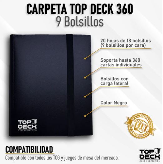 Carpeta Top Deck  Esencial - 360 Espacios Color Negro1