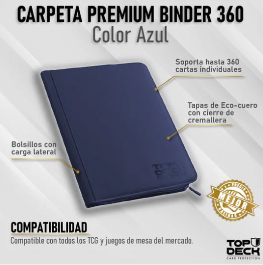 Carpeta Top Deck  Premium Binder - 360 Espacios Color Azul1