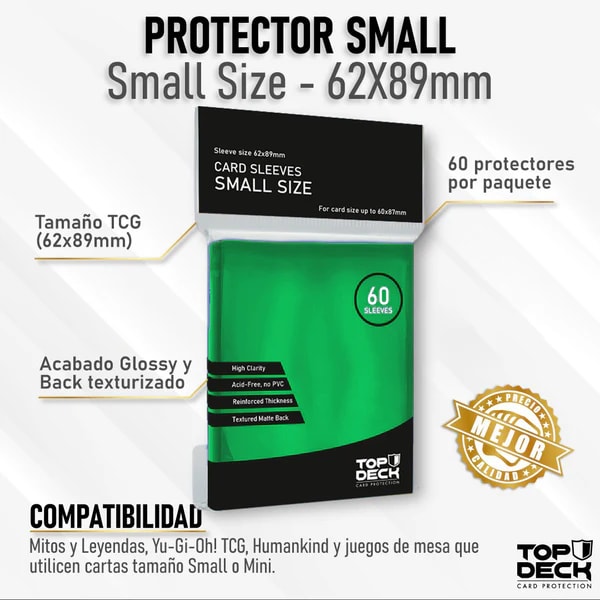 Protectores Top Deck  Esencial - Tamaño Small Color  Verde2
